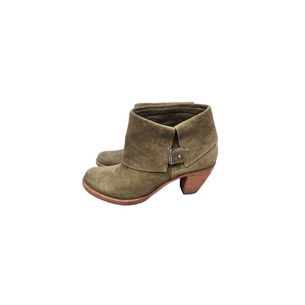Alice + Olivia olive suede Caden Sue Slouchy upper with folded collar buckle